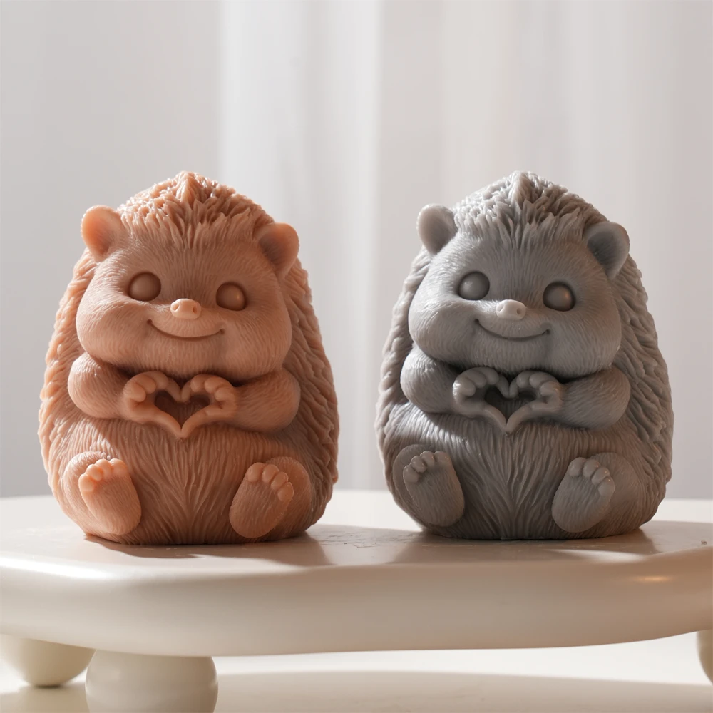 

Home Decors Cute Hedgehog Candle Silicone Mold Embossed Animal Soy Wax Candle Mold Heart Hedgehog Soap Mold