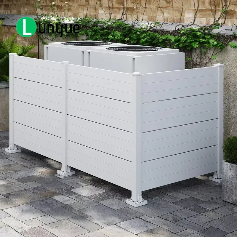 50x49in Outdoor Garden Privacy Screen All Weather Vinyl Fence PVC Frame Air Conditioning Barrier 3 Pieces White