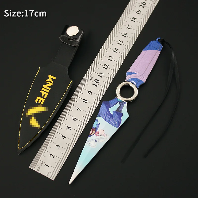 17cm Valorant Champions Weapon JETT Kunai With Holster Metal Model Knife Toy Sword Cosplay Alloy Knive Weapon Gifts Toys for Kid