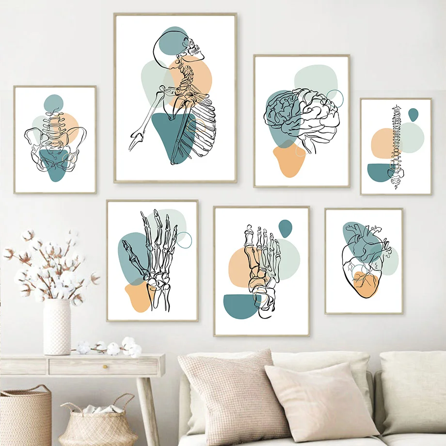1pc frameless Canvas Painting Abstract Medical Anatomy Heart Teeth Skeleton Wall Art Canvas Painting Nordic Posters And Prints W