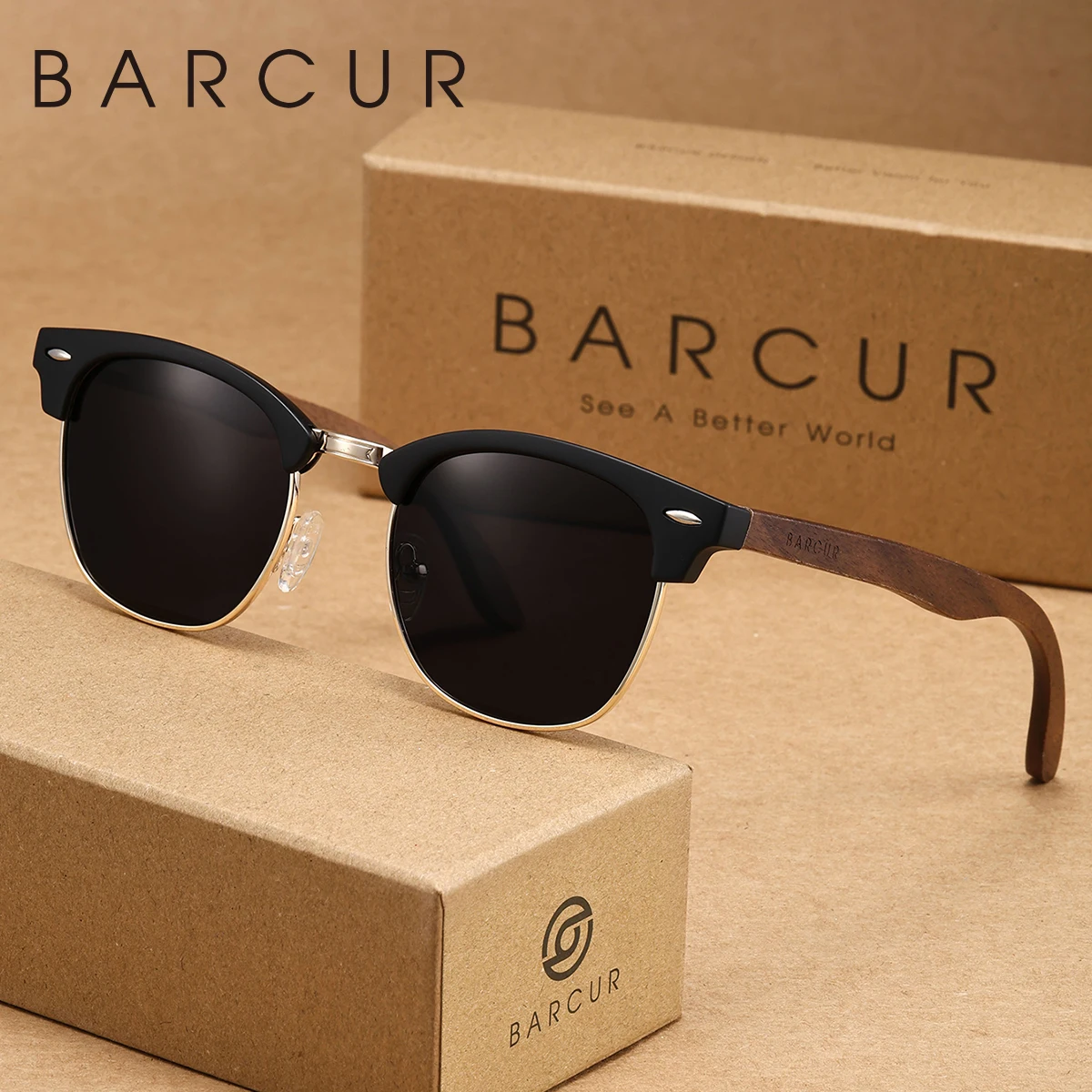 BARCUR Modische Halbrahmen-Sonnenbrille im Retro-Stil mit UV-Schutz, vielseitig einsetzbar für den täglichen Gebrauch, perfekt für Urlaubsgeschenke – Detail 4