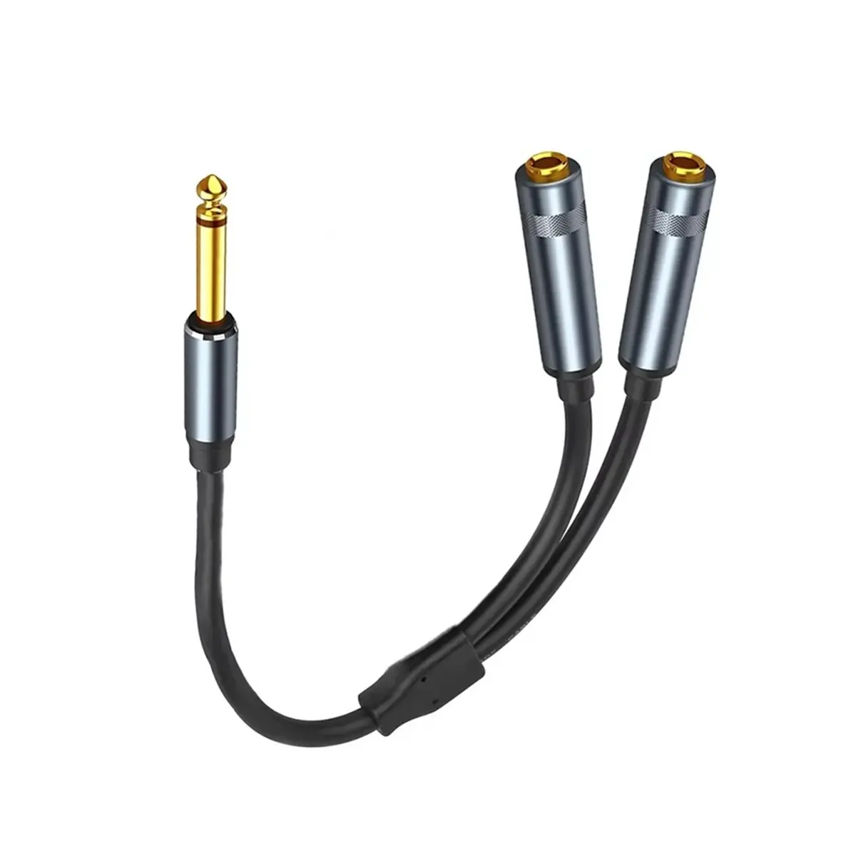 (A23G) 6.35mm Male to Dual 6.35mm Female Adapter Double Stereo 6.35mm 1-to-2 Audio Extension Cable for Amplifier Speaker