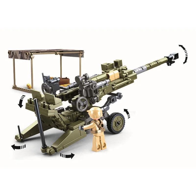 Sluban Building Block Toys Army Model Light Howitzer 258PCS Bricks B0890 Compatbile With Leading Brands Construction Kits