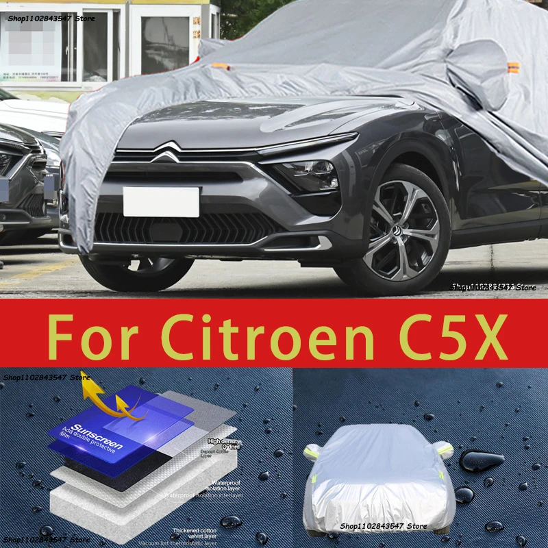 

For Citroen C5X Aircross Outdoor Protection Full Car Covers Snow Cover Sunshade Waterproof Dustproof Exterior Car accessories