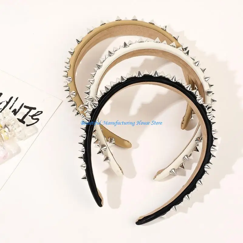 

E56A Multi-color Can Choose Rivets Design Headband Spa Taking Photo Hair Holder
