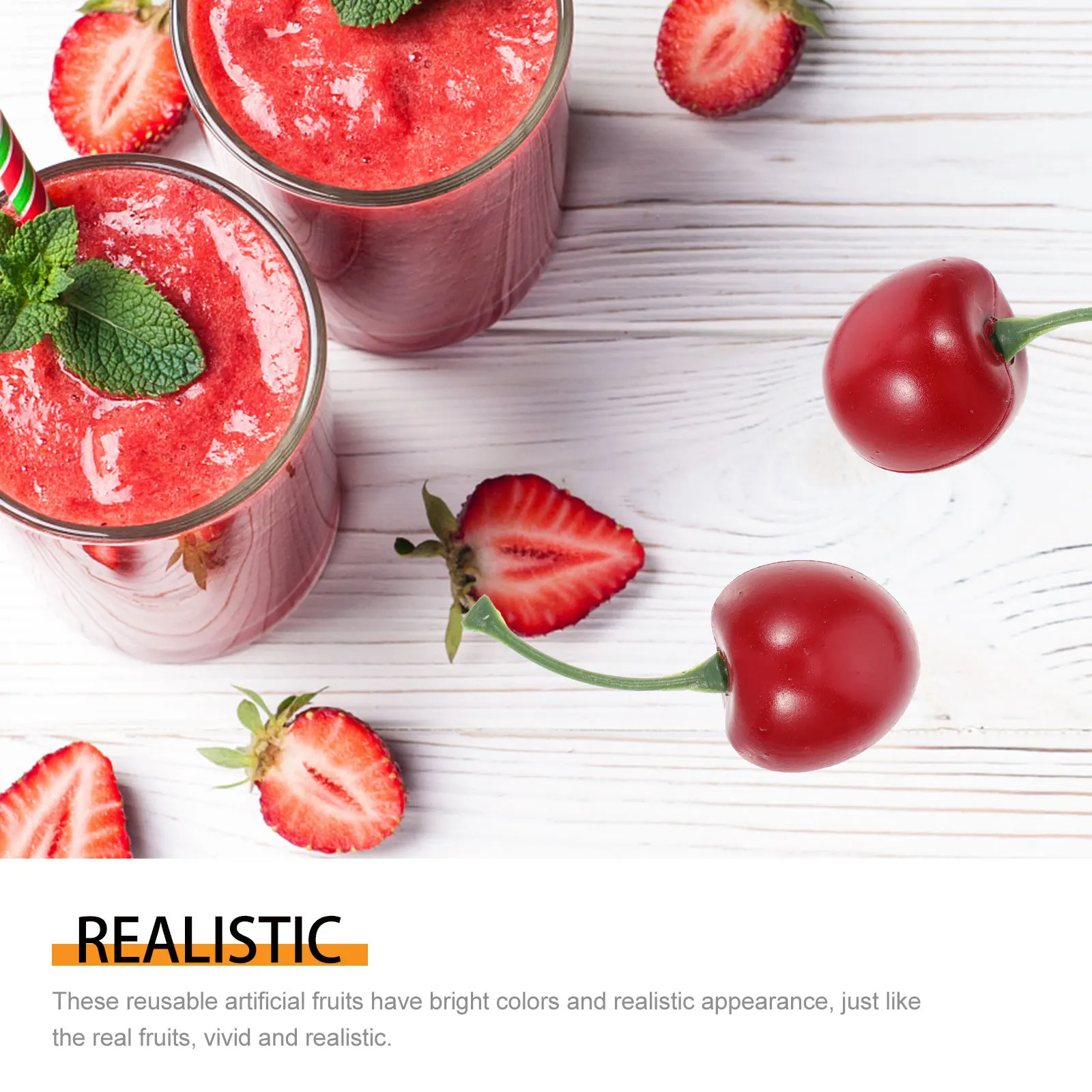 

12pcs Simulated Cherry Fruit Artificial Decor For Home Table Centerpiece Photography Props Fake Strawberry Ornament