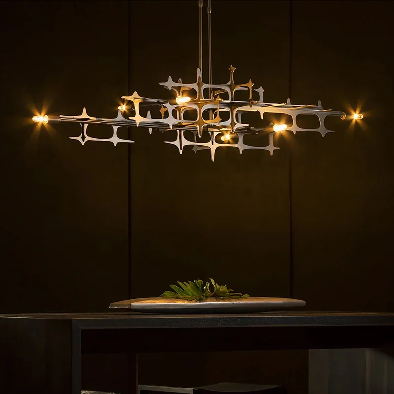Hubbardton forge Grid pendant lights unique Luxury Geometric rectangular chandelier for dining room kitchen table light fixtures