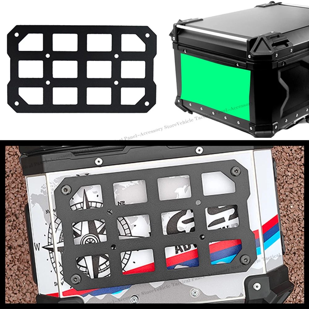

Motorcycle Top Case Molle Panel Stainless Stee Tactical Storage Box Universal Side Box Modular Organizer Quick-Mounting
