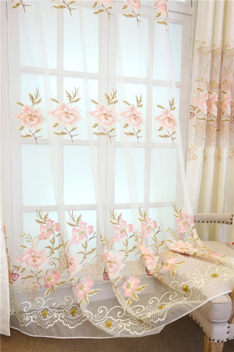 Klassische französische Fenstervorhänge für Schlafzimmer, hochwertige europäische Luxus-elegante bestickte Vorhänge für das Wohnzimmer – Detail 8