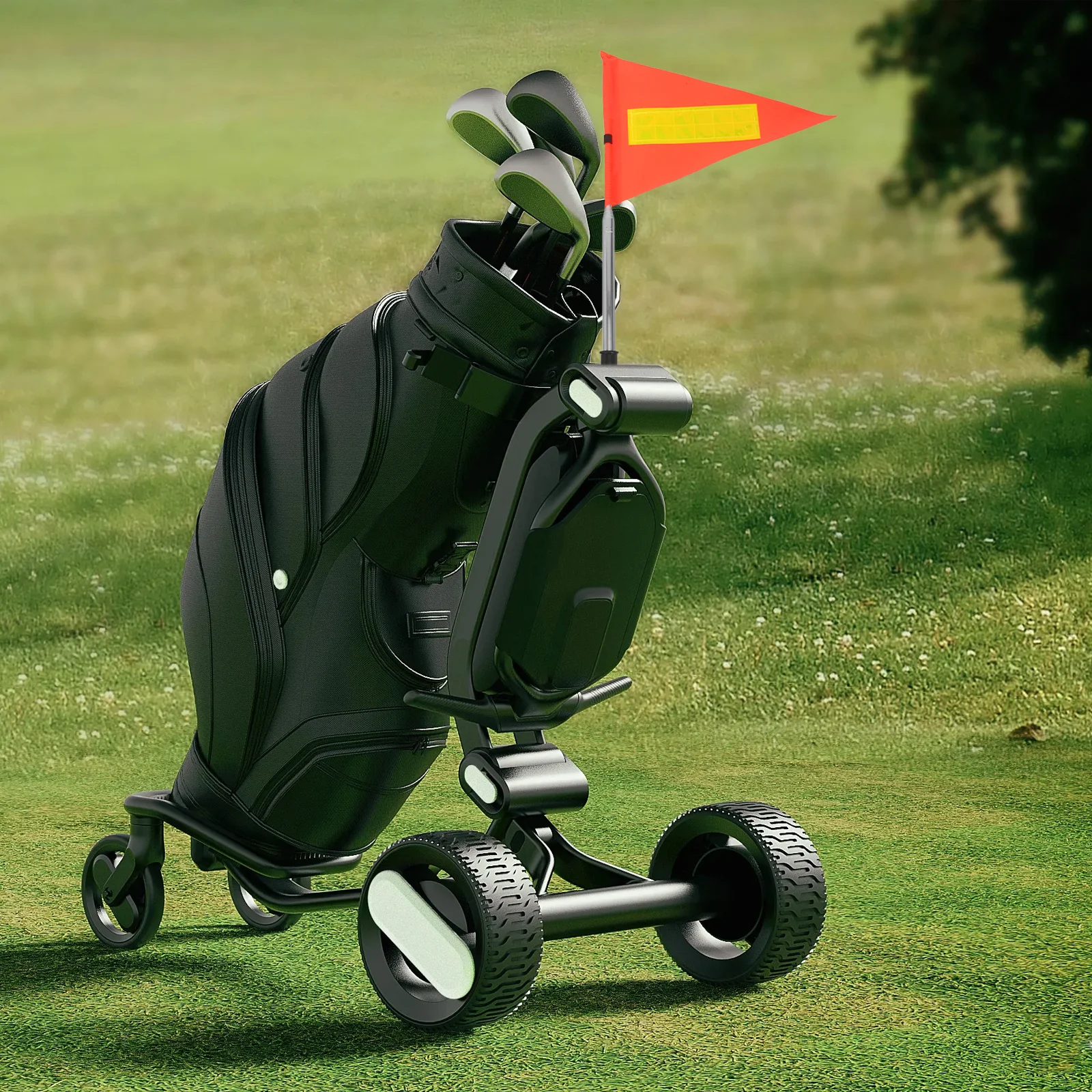 

120cm 20cm Telescopic Triangle Flag Golf Cart Safety Flag Pole Reflective Wheelchair Stroller Accessories Durable Lightweight