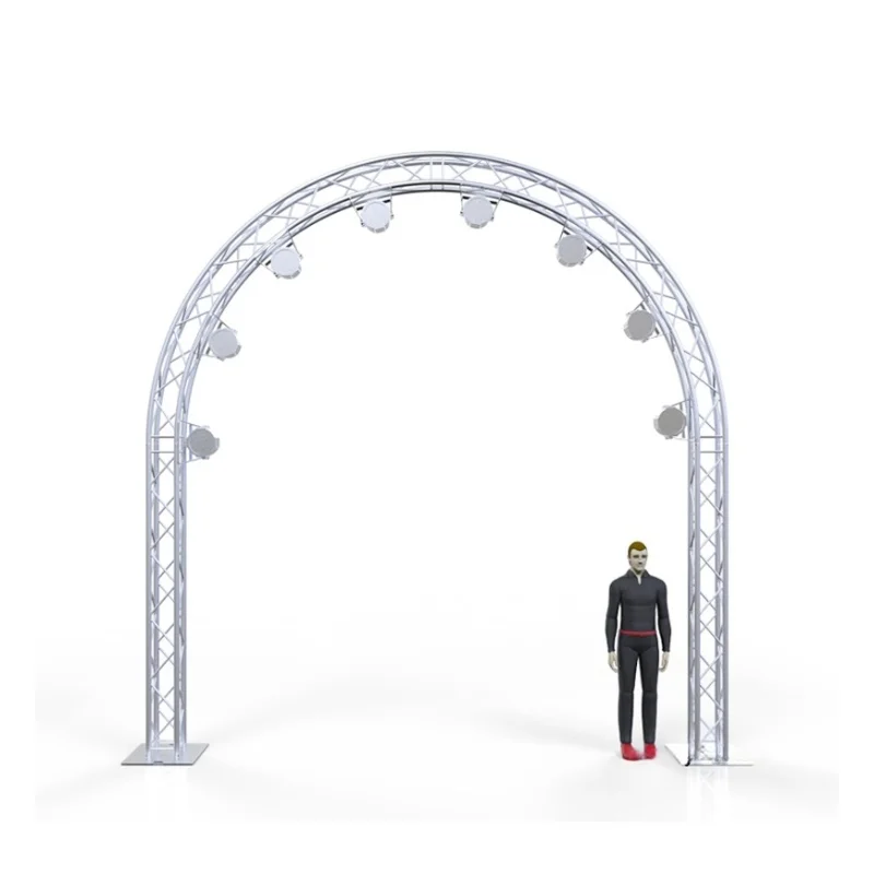 

U-shaped 15 alloy stage truss system shows structural trusses