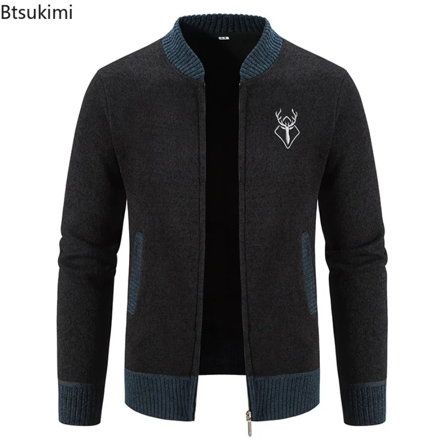 New Autumn Winter Men's Knitted Sweater Jackets Fashion Korean Baseball Collar Casual Cardigans Streetwear Y2K Men Sweater Coats