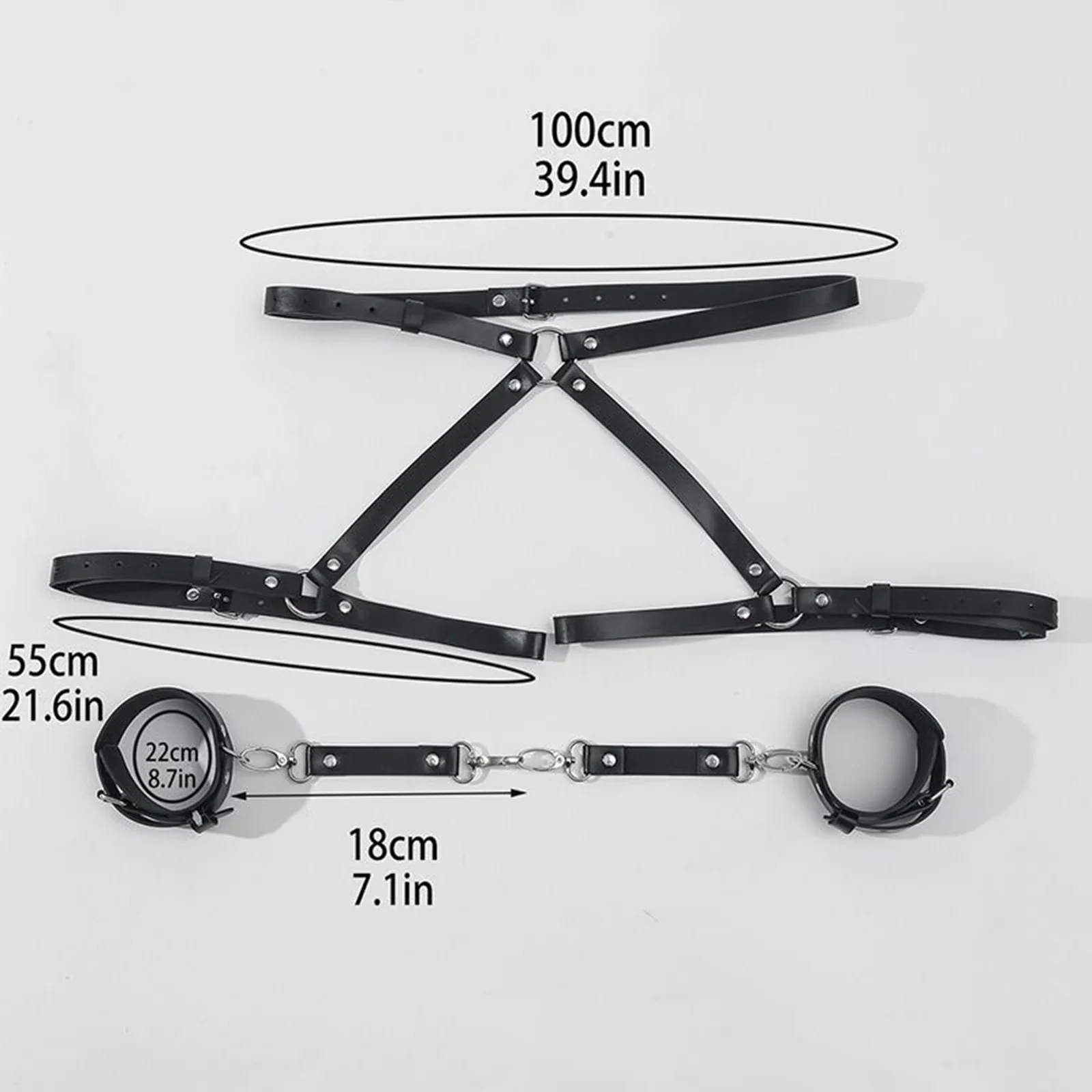 Kit de cuero BDSM para parejas, esposas, Juguetes sexuales, juegos para parejas, arnés corporal, puños, correas de Bondage, Juguetes sexuales