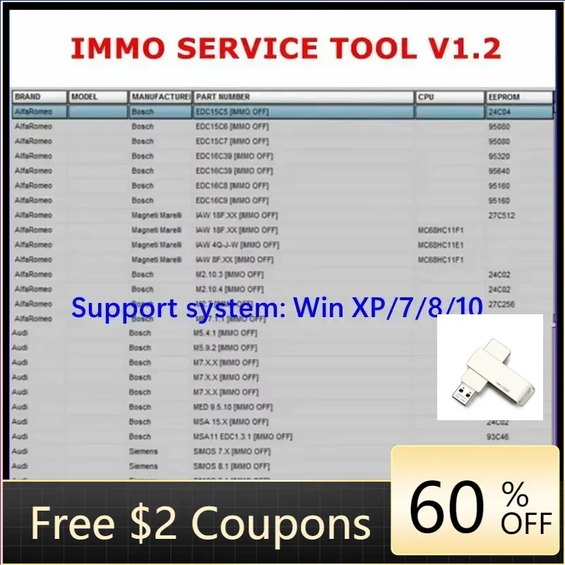 2024 Hot Selling Edc 17 IMMO SERVICE TOOL V1.2 PIN Code and Immo Off Works Without Registration IMMO SERVICE 1.2