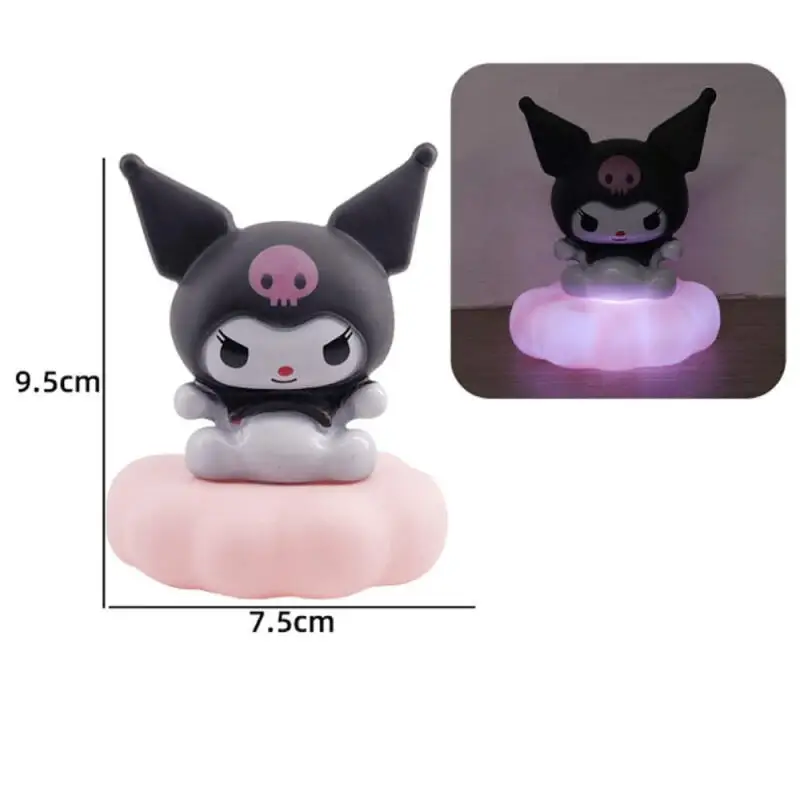 만화 산리오 쿠로미 귀여운 발광 구름 램프 헬로키티 침대 옆 램프 호박 야간 조명 케이크 장식 어린이 소녀 선물