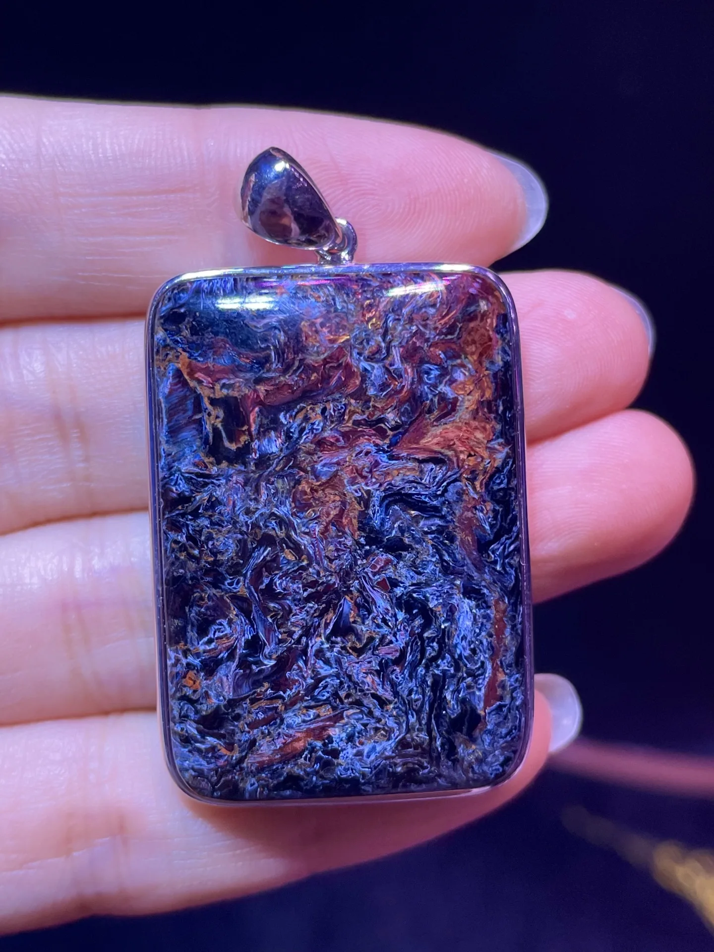 Natural Blue Pietersite Pendant 40/28/7.8mm Women Men Fire Pietersite Namibia Necklace Jewelry AAAAAA