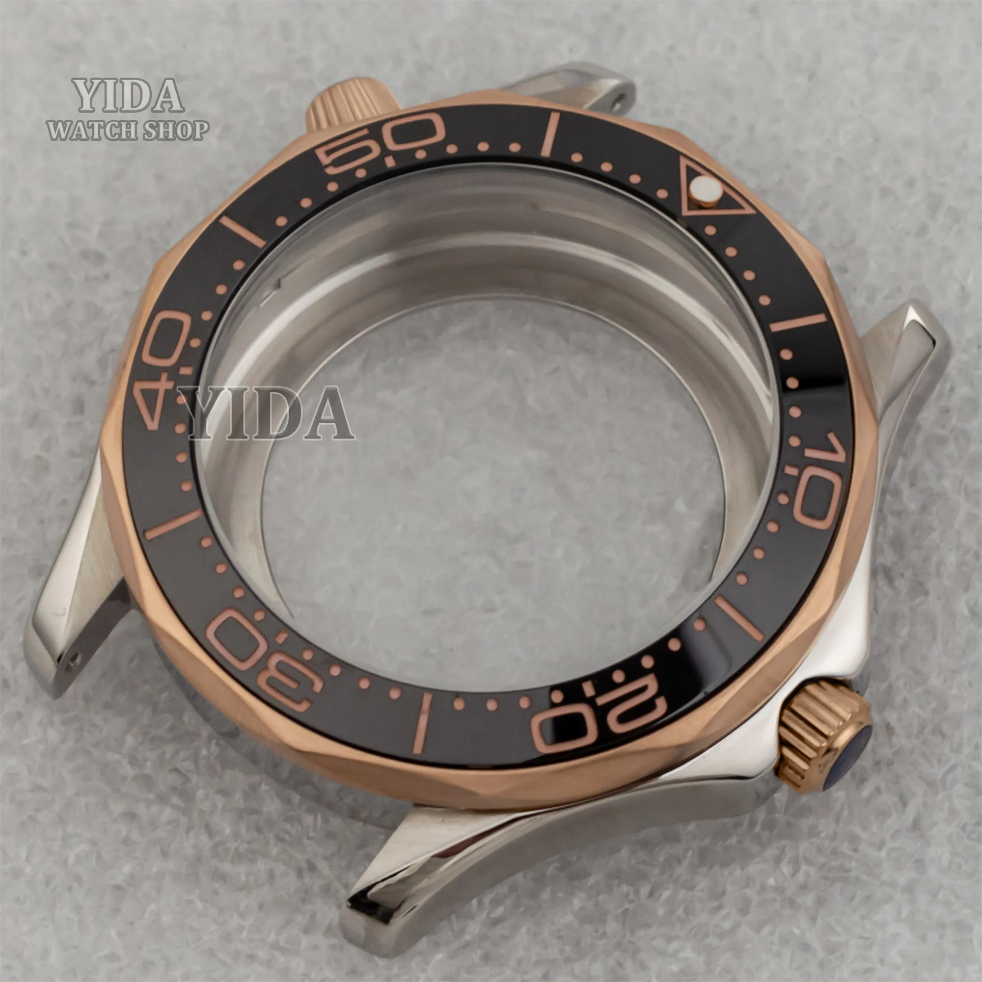 Para seamaster 300 caixa de relógio 41mm prata rosa ouro caso nh35 nh36 movimento automático 100m waterpoof mod peças relógio acessórios