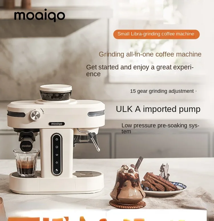 Moqiao K1 semi-automatic Italian coffee machine Small concentrated milk foam American grinding integrated machine 220V