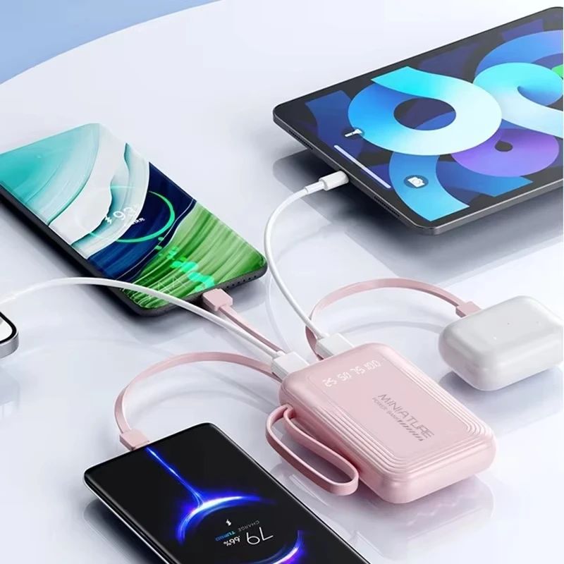 Lenovo Mini 500000mah Powerbank Super Fast Charging Led Digital Display 4 In 1 Built In Cables PowerBank For Iphone Samsung 2026 view 2