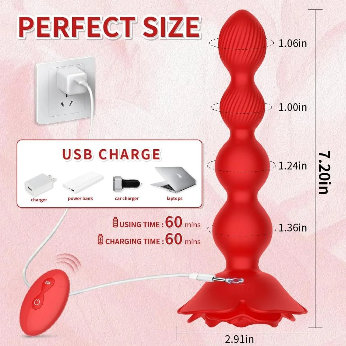 360 ° rotazione Pull Bead Plug anale vibratore massaggio alla prostata stimolatore vaginale rosa telecomando giocattoli del sesso per uomo donna