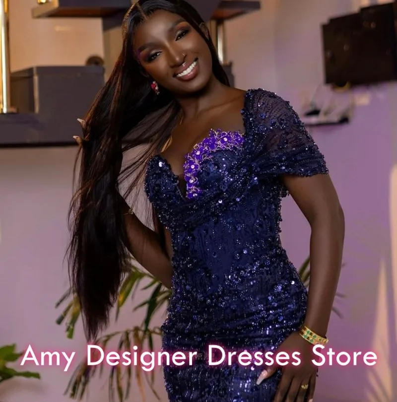 فساتين حفلات مثيرة برقبة على شكل V فستان سهرة بحورية البحر 2026 موضة مطرز بالترتر سويب تراين فساتين حفلات مخصصة #1