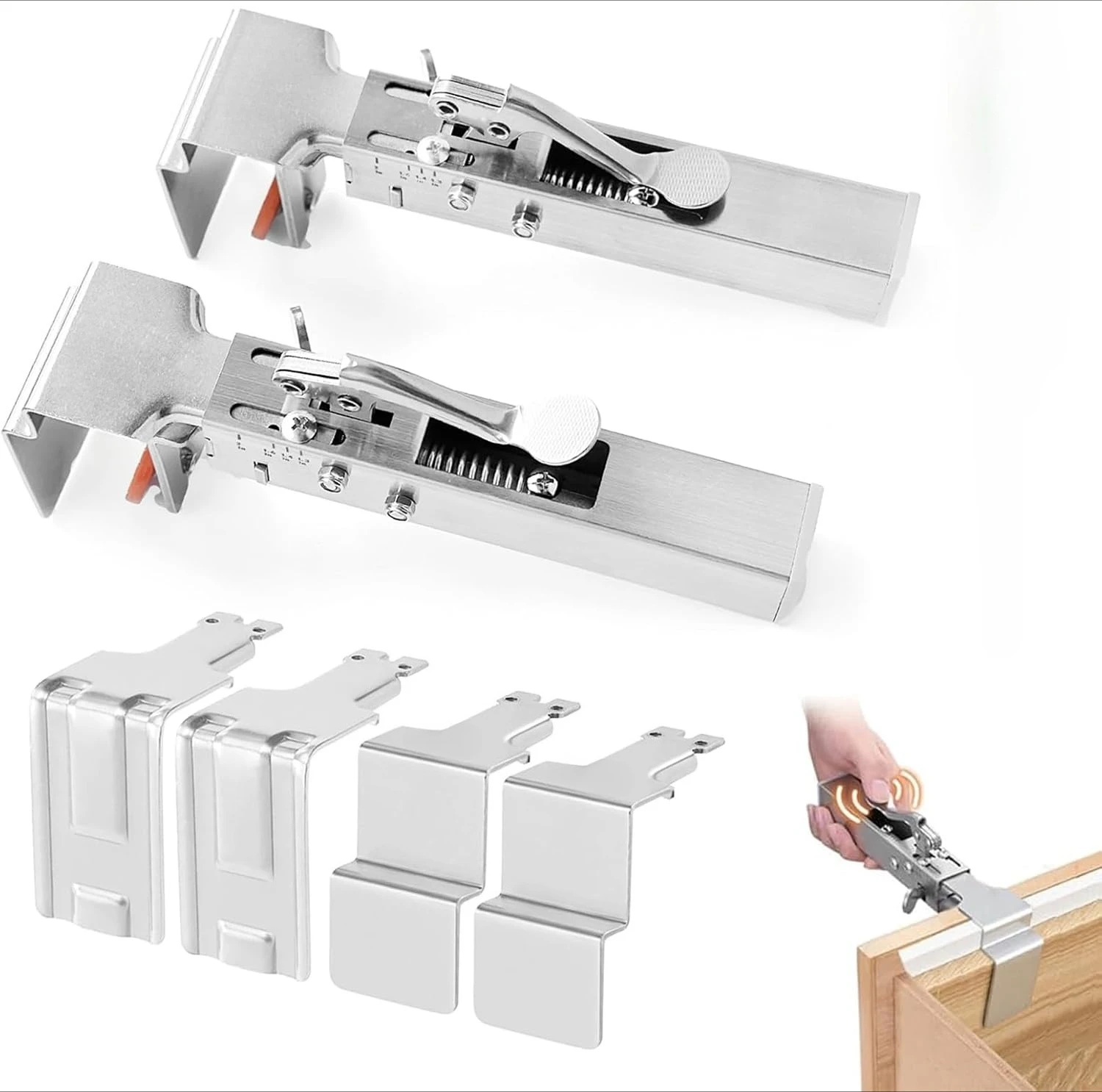 

Fast Press Drawer Clamp Adjustable Drawer Fixing Clamp for Drawer Front Panel Installation with 3 Pairs of Replaceable Bow Clips