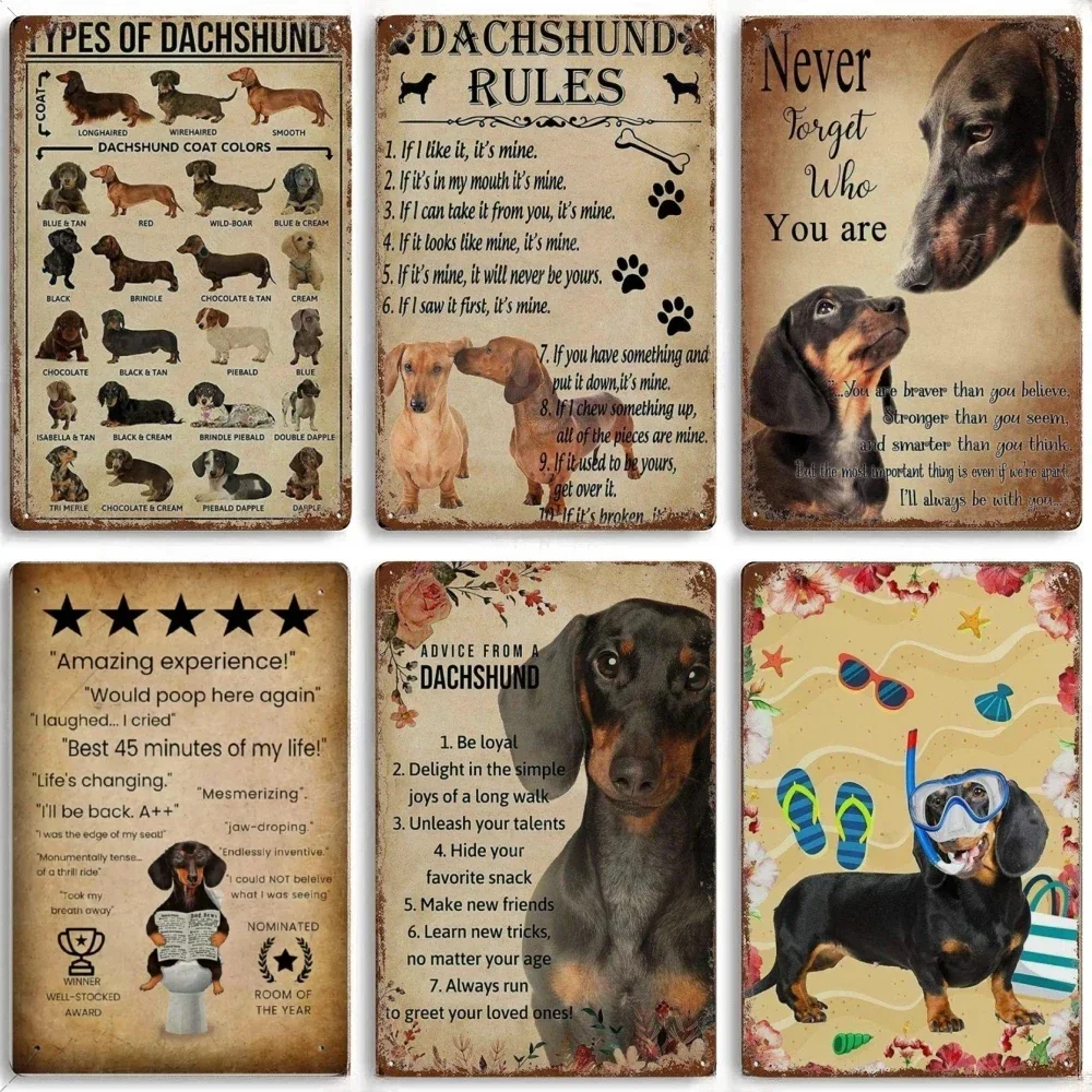 1pcs Vintage Funny Dachshund Dog Doberman Metal Tin Sign Your Butt Napkins My Lord Metal Poster Dachshund Art Metal Plaque