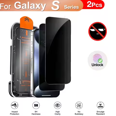 2Pcs For Samsung Galaxy S24 Ultra S23 S22 S21 S25 Plus 5G Anti-Peeaping Ultrasonic Fingerprint Screen Protector Tempered Glass