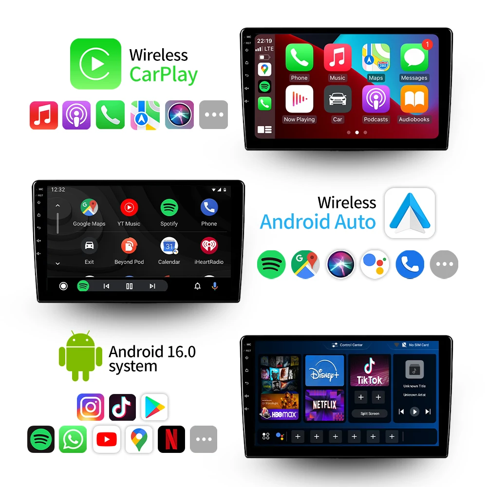 Afbeelding 3: X-YUNS 8+128G Draadloze CarPlay Adapter Android 16.0 4G LTE Ingebouwde GPS Draadloze Android Auto AI Box Plug&Play Ondersteunt Netflix