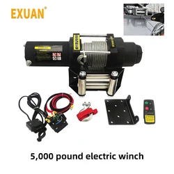 12V 24V 6000LBS Electric Winch Series Wound Gear Train Wireles Remote Control Steel Cable Winches Vehicle-mounted Small Crane