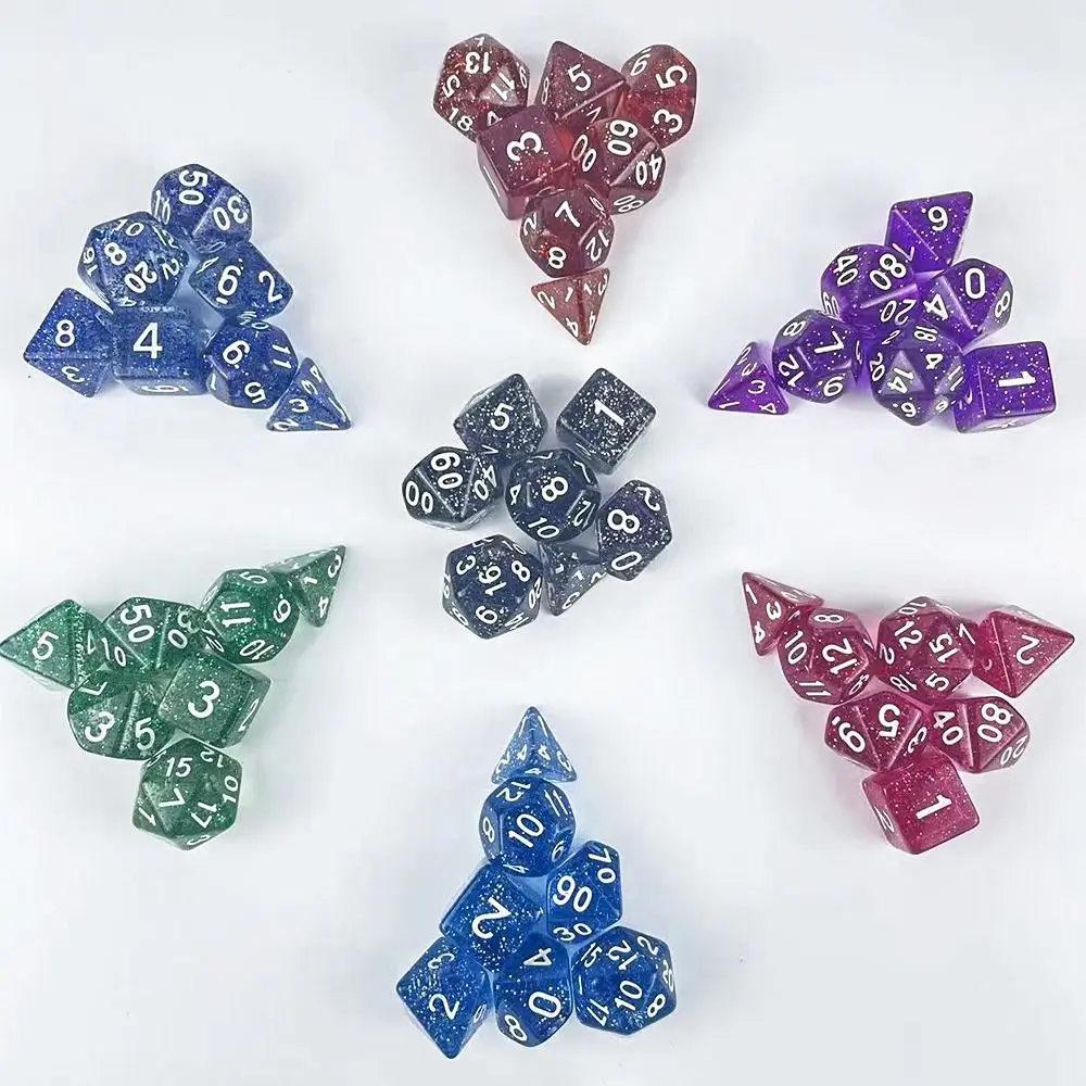 7Pcs/set 7-Die Table Game DND Dice Double Colors Party Game Polyhedral Dice D4 D6 D8 D10 D12 D20 Acrylic Game Dice TRPG DND