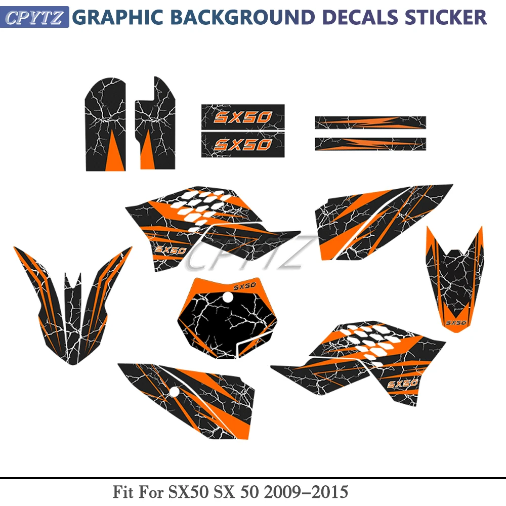 Motorcycle Grphics DECALS STICKERS With Backgrounds Fit For SX50 SX 50 2009-2015 Motocross Sticker Dirt Bike