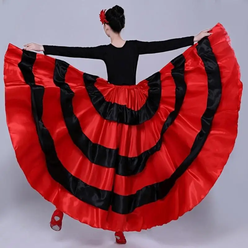 39BB Gonna da danza del toro spagnolo da donna Gonna danza del ventre Costume da flamenco con altalena Costume