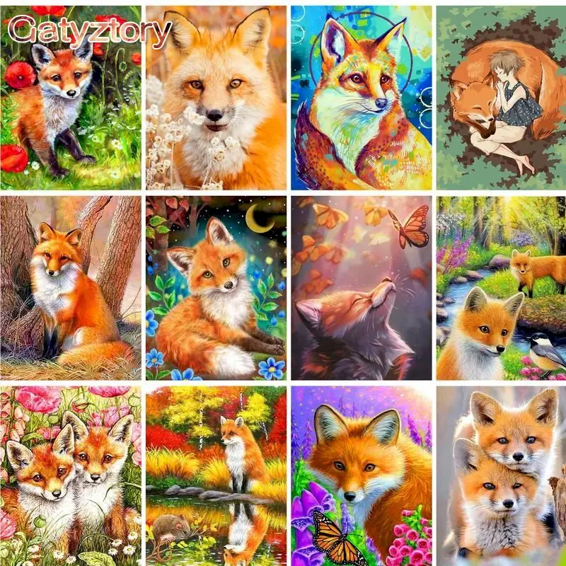 

GATYZTORY Painting By Numbers For Adults Kids Floral Fox Animals Drawing Oil Picture Coloring By Numbers Acrylic Paint Diy Ideas