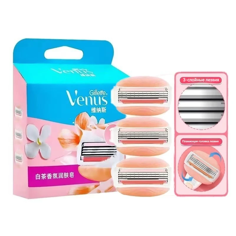 Gillette Venus Spa Breeze Comfortglide Women Razor Refill Blades 3 Ultra Thin Blades Built-in White Tea Soap Bars