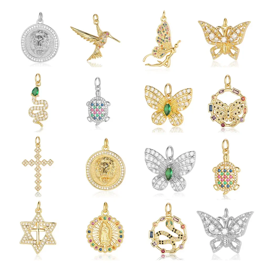 3pcs/Lot Hummingbird Snake Copper Cubic Zircon Jewelry Pendant Wholesale Star of David Cross Charms Necklace Earring Making