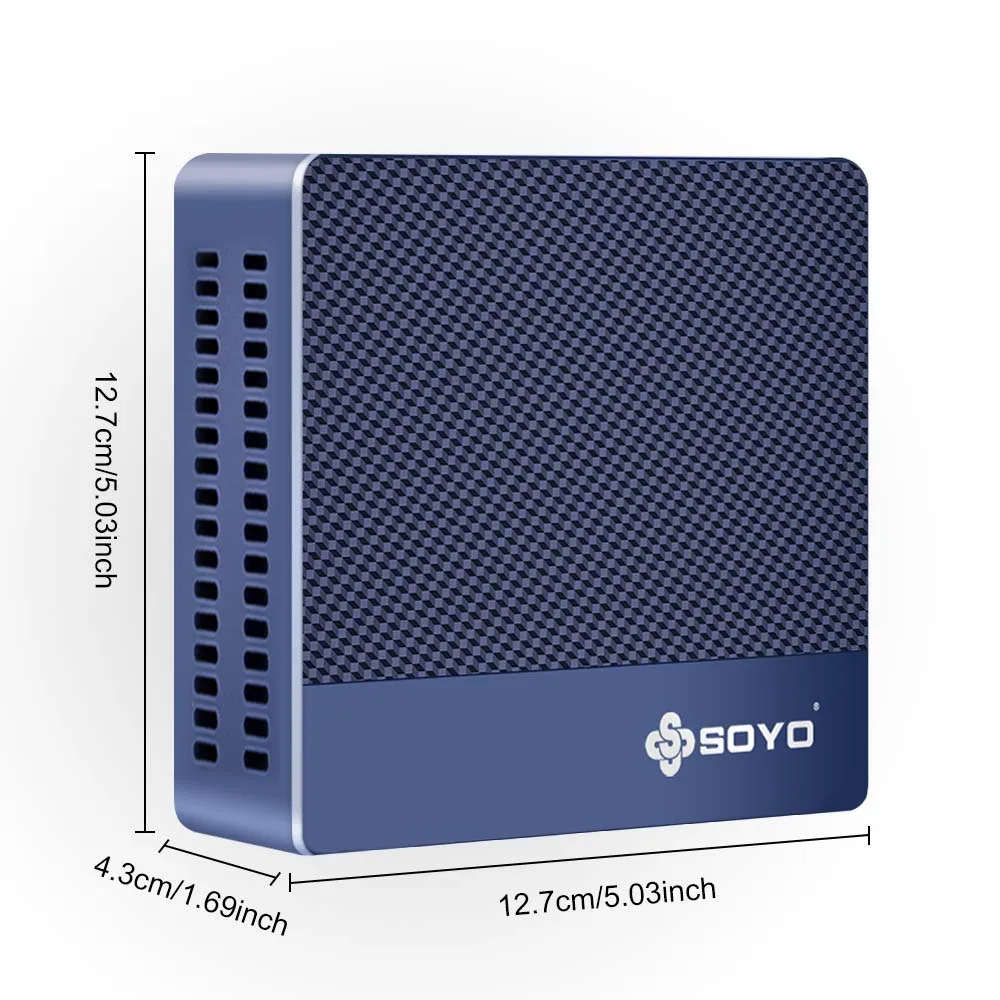 كمبيوتر صغير SOYO M4 مع وحدة المعالجة المركزية AMD 3020E 8GB DDR4 RAM 256GB M.2 SSD، كمبيوتر مكتبي صغير يدعم Dual 4K USB3.2 Win11 Pro للمكتب