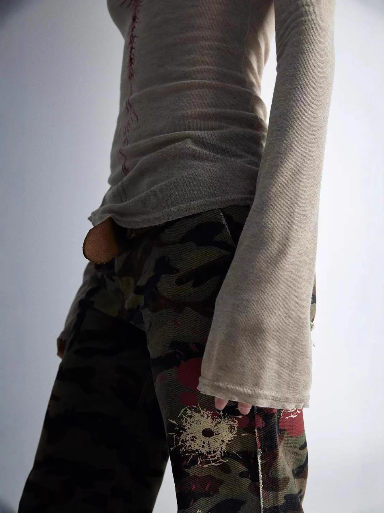 New reversible versatile sexy slim fit printed square neck niche thin top shirt for women's outerwear