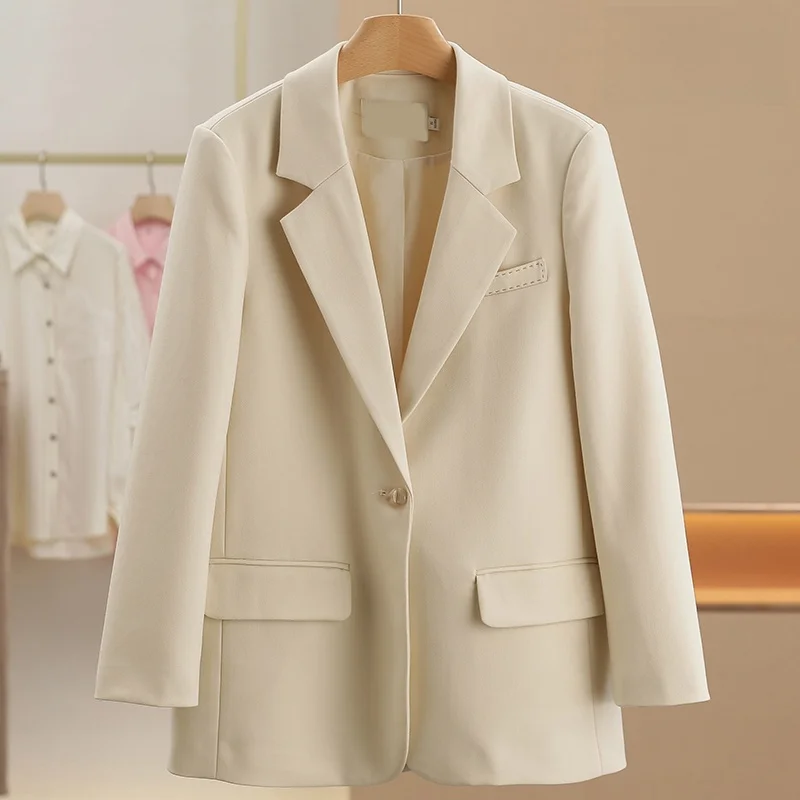 

XKing Pure Color One Button Shoulder Pad Suit Jacket Spring New Women's Fashion Polyester Long Sleeve Business Casual Coat