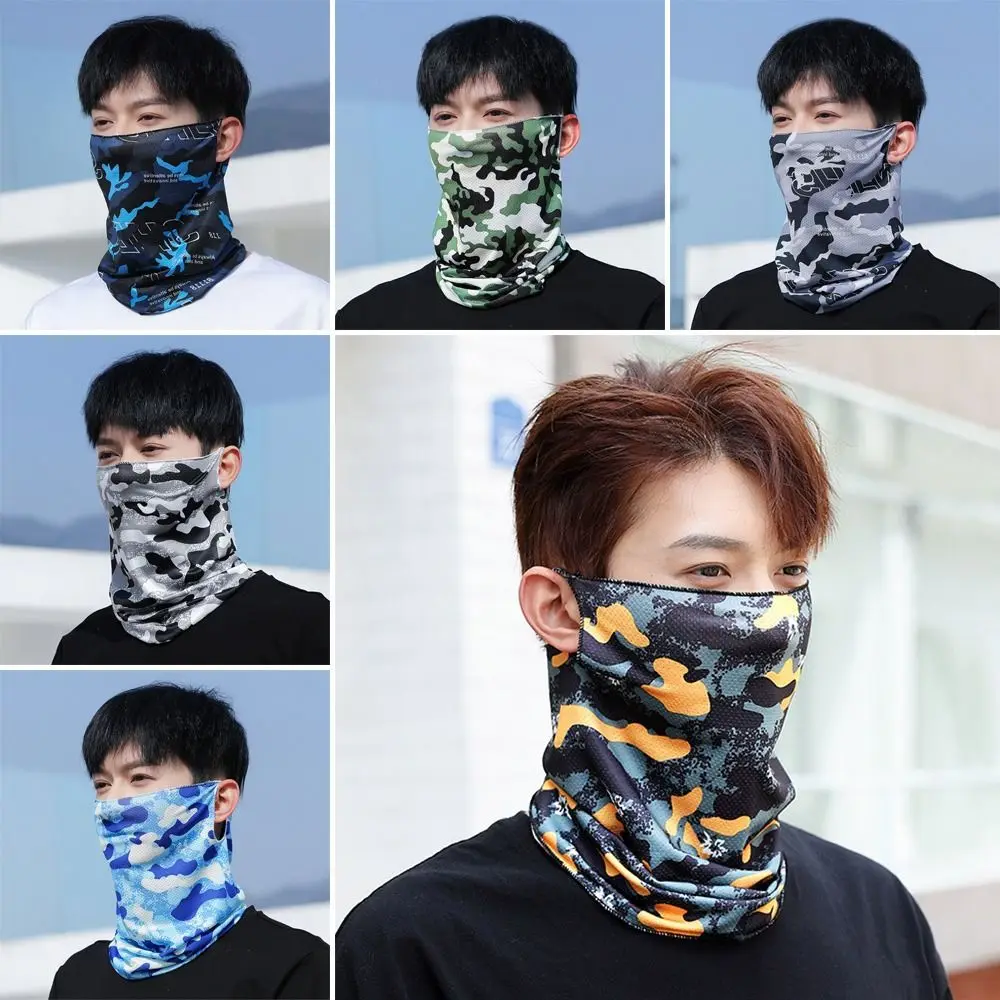 Neck Protection Breathable lce Silk Bandana Hanging Ear Cycling Balaclava Elastic Cool Face Scarf Men Women