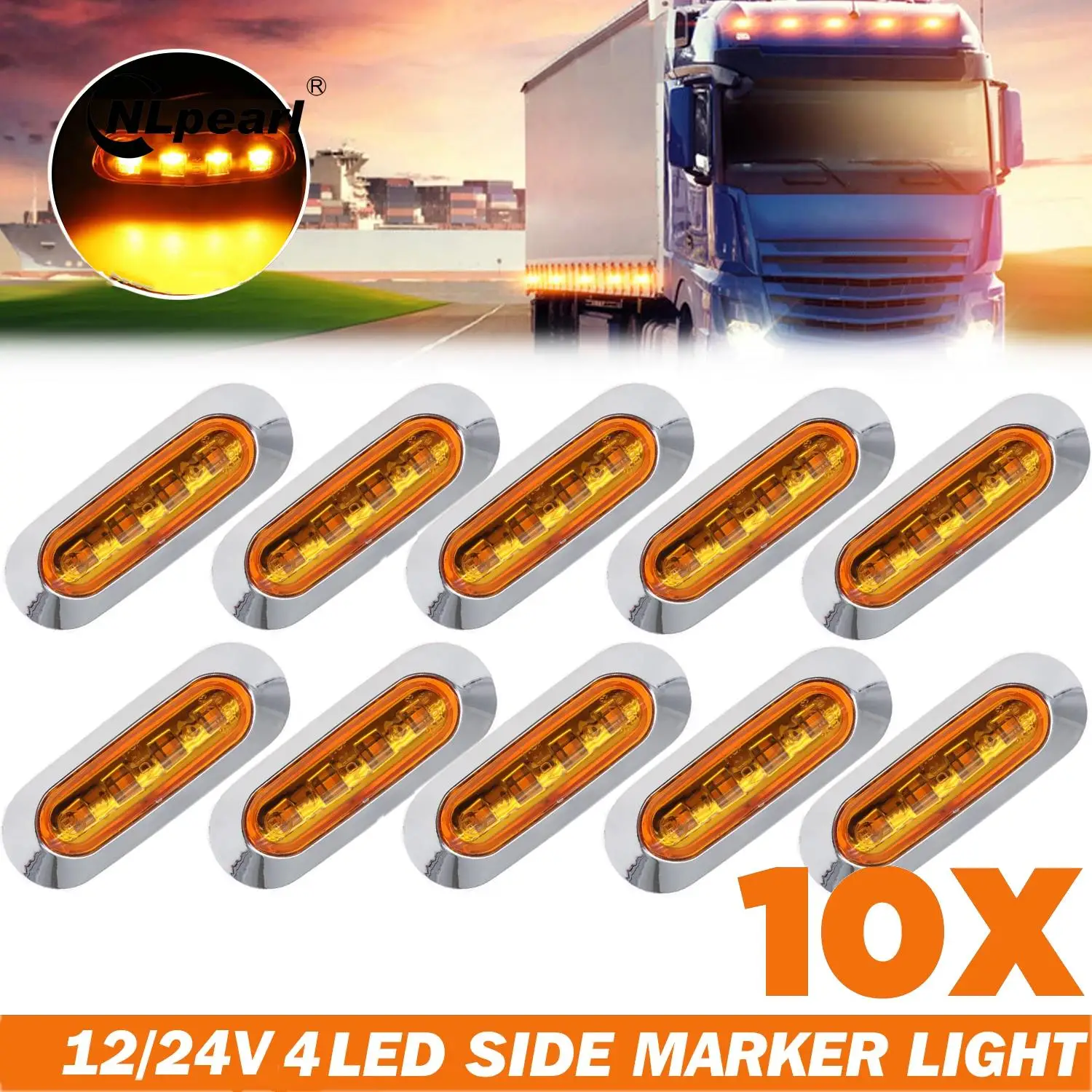 

10/20pcs 4LED Side Marker Indicator Car Light Front Rear Tail Clearance Lamp for Car Truck Lorry Trailer Boat 12v 24v