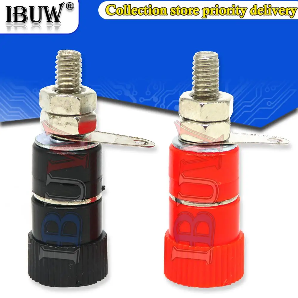 10PCS Terminal Blocks JS-910B JS-919 4mm Amplifier Terminal Connector Binding Post Banana Plug Jack Mount 5pcs Black + 5pcs red