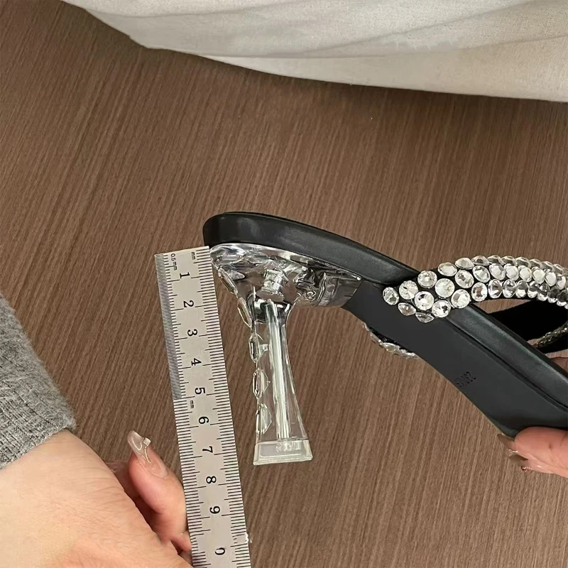 النساء كريستال عالية الكعب النعال الفاخرة مثير الصنادل ساحة تو أحذية صيف 2025 جديد مصمم أحذية الحفلات المفتوحة تو الوجه يتخبط #5