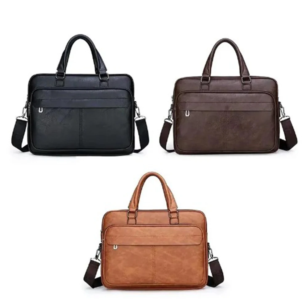 Nieuwe Heren Aktetas Klassiek Retro Pu Lederen Luxe Merk Zakelijke Handtas Mannelijke Crossbody Schoudertas Laptop Computertas