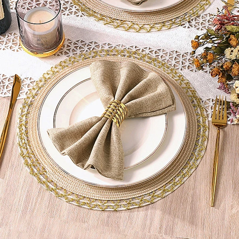 Set Of 6 40x40cm Table Cloth Napkins Durable Polyester Thicken Placemat Reusable for Kitchen Dining Wedding Decoration