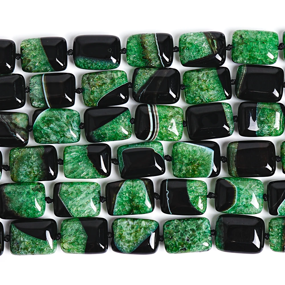 Premium 20x15mm Green Agate Cube Beads Chunky Square Natural Dyed Gemstone Spacer Beads for Bracelet Necklace Crafting