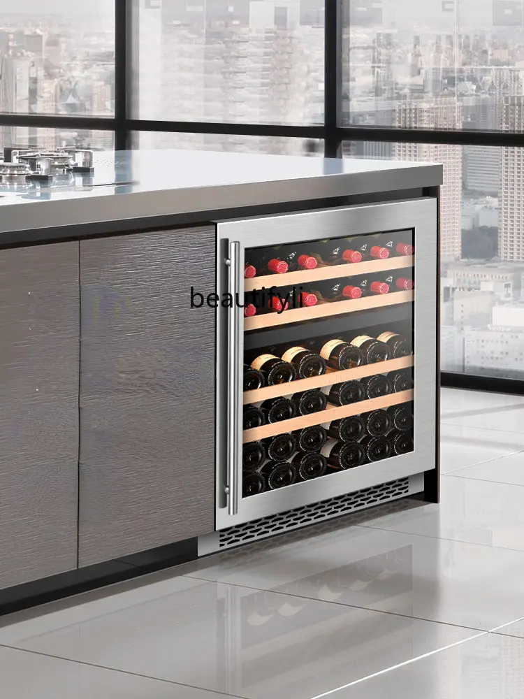 yj Embedded Dual Temperature Wine Cabinet Constant Temperature Wine Cooler Household Compressor Wine Refrigerated Cabinet