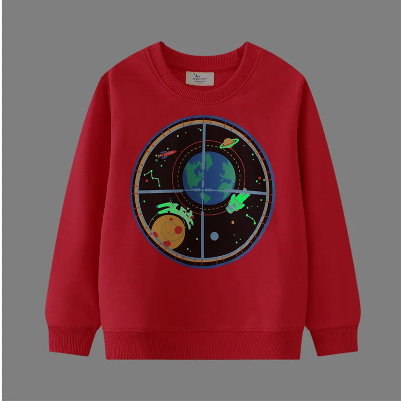 1-8T Red Space Galaxy Hoodies for Girls & Boys Glow In Dark Luminous Hoody Kids Outerwear Clothes 3 4 6 8 Years Old 239560