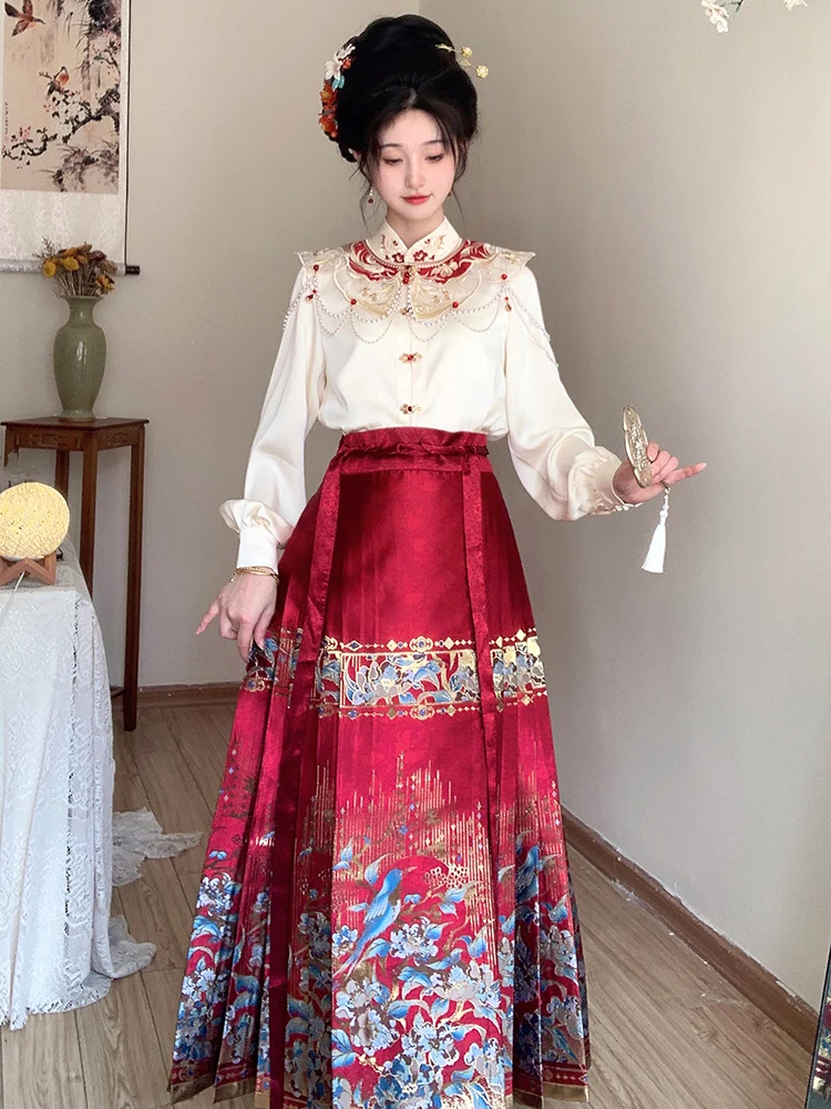 

Original Design Wedding Dr Quelin Embroidered Polyester Fabric for Engagement And Wedding Ceremony Women's Hanfu Skirt