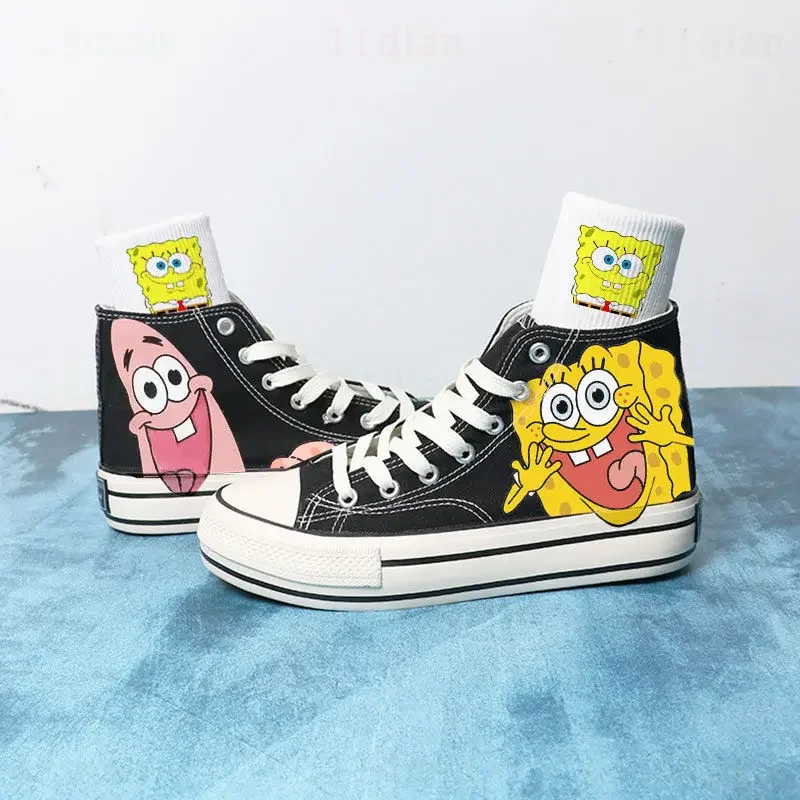 SpongeBob Patrick Star Canvas Sneakers Women Men Anime Skateboarding Shoes Fashion Boys Girls Hip Hop Platform High Top Shoes